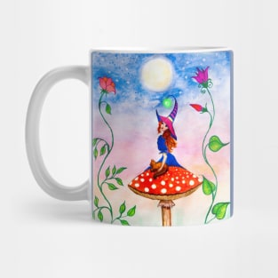 Redhead witch and ginger kitty Mug